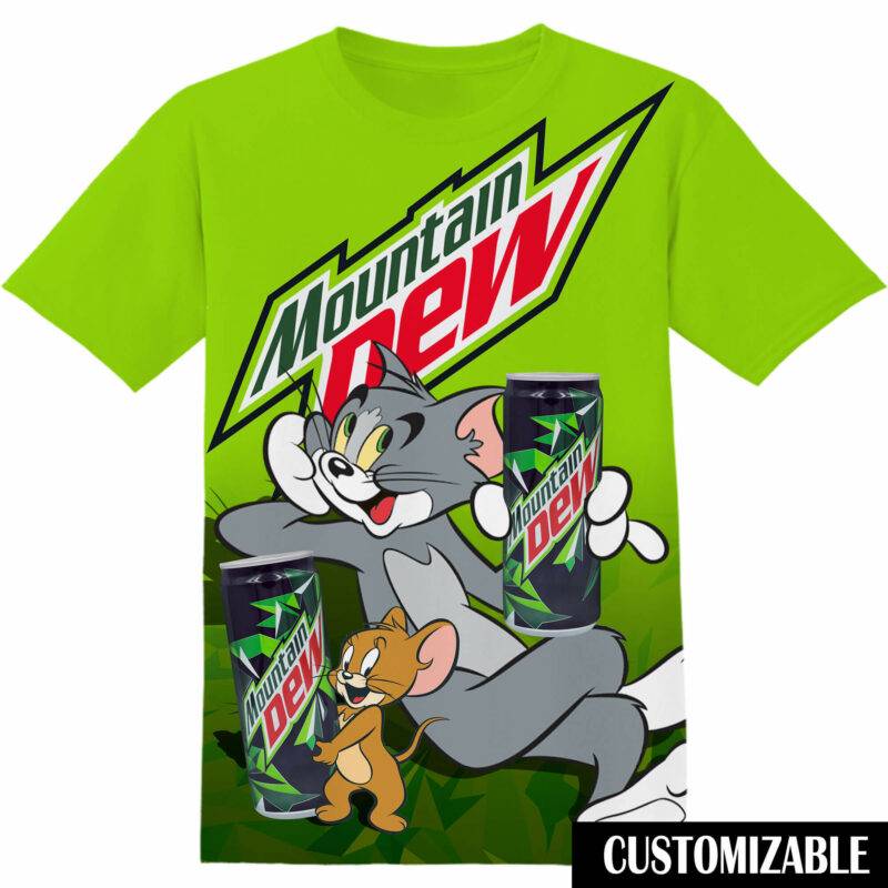 Customized Mountain Dew Tom And Jerry Tshirt Adult And Kid Tshirt