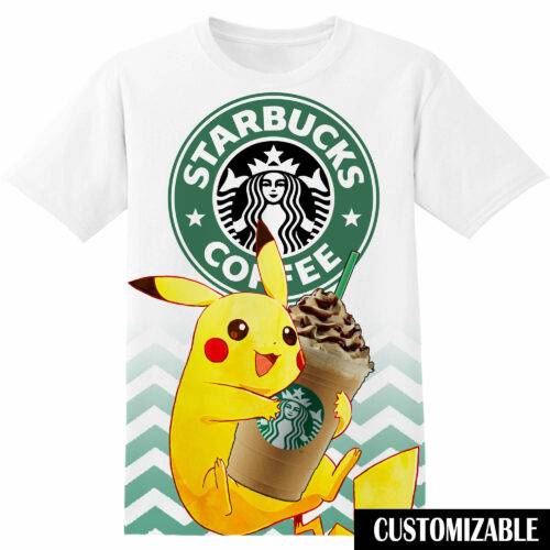 Customized Starbucks Pokemon Pikachu Tshirt Adult And Kid Tshirt