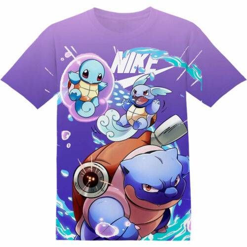 Customized Gaming Pokemon Squirtle Wartortle Blastoise Evolution Tshirt Fan Adult And Kid Tshirt