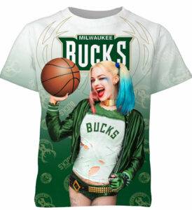 Customized NBA Milwaukee Bucks DC Harley Quinn Tshirt Adult And Kid Tshirt