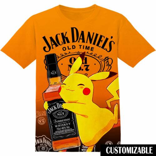 Customized Jack Daniels Pokemon Pikachu Tshirt Adult And Kid Tshirt