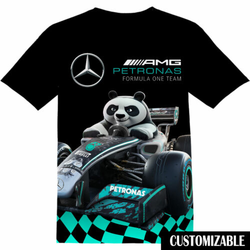 Customized Mercedes AMG Petronas F1 Team Kung Fu Panda Tshirt Adult And Kid Tshirt QDH