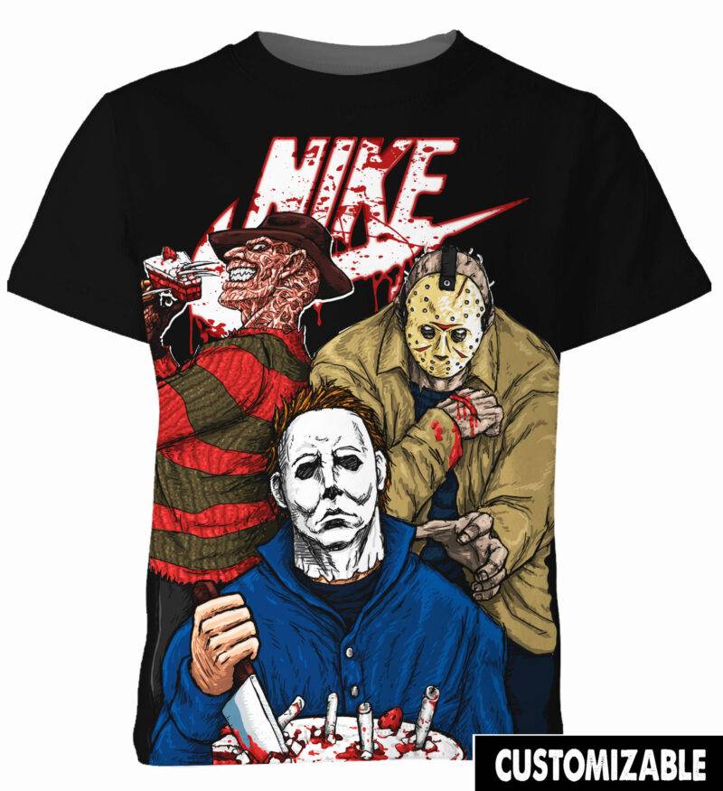 Customized Halloween Top Killers Shirt Horror Movie Jason Voorhees Michael Myers Freddy Shirt Adult And Kid Tshirt Hoodie VA