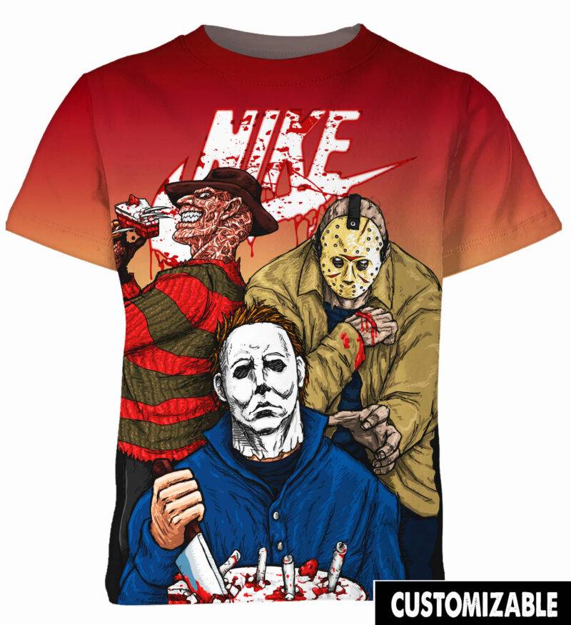 Customized Halloween Top Killers Shirt Horror Movie Jason Voorhees Michael Myers Freddy Shirt Adult And Kid Tshirt Hoodie VA