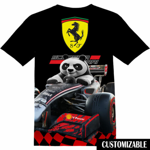 Customized Scuderia Ferrari F1 Team Kung Fu Panda Tshirt Adult And Kid Tshirt QDH