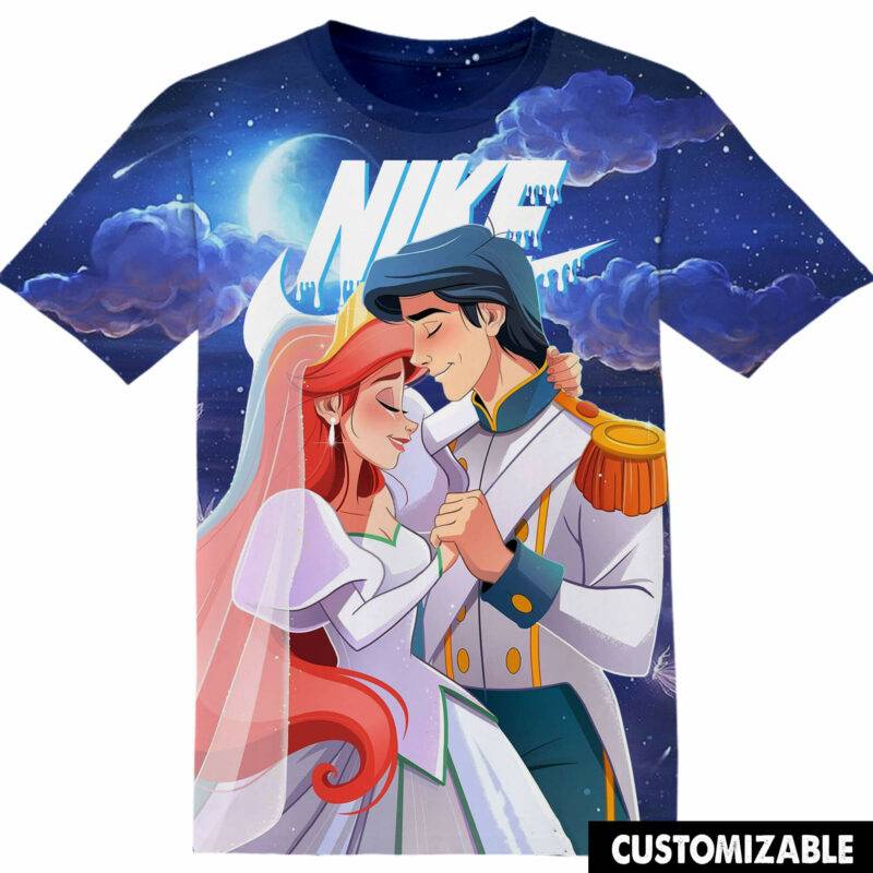 Customized Disney The Little Mermaid Ariel and Prince Eric Tshirt Adult And Kid Tshirt