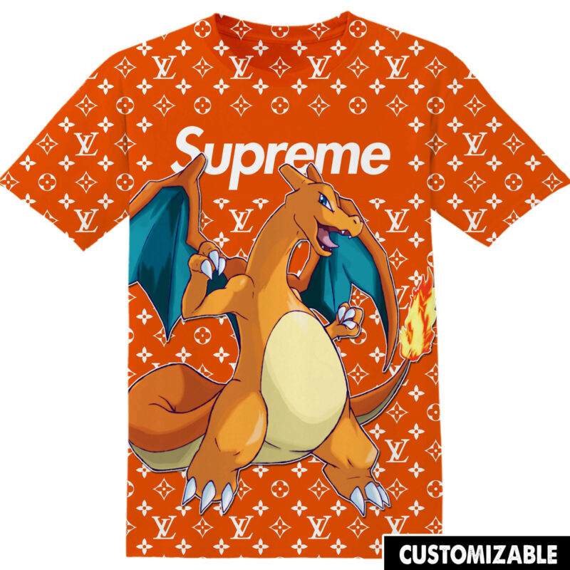 Customized Cartoon Anime Pokemon Gift For Charizard Fan Orange LV SP Luxury Adult And Kid Tshirt HG