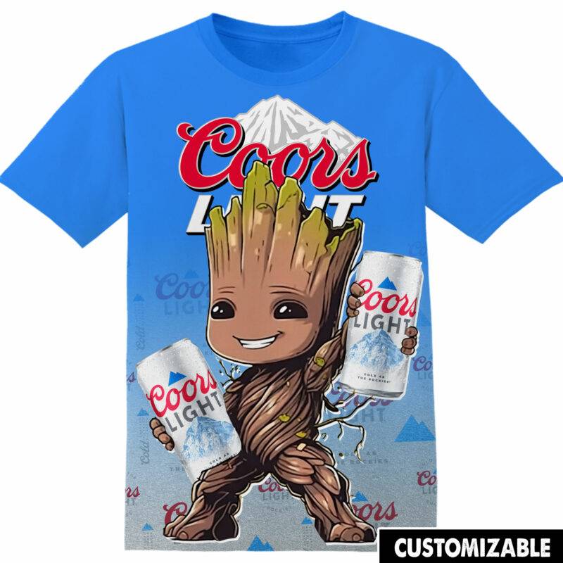 Customized Coors Light Groot Tshirt Adult And Kid Tshirt