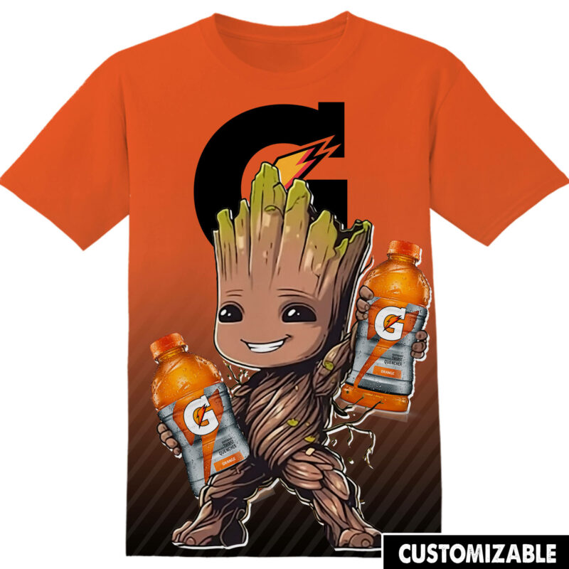 Customized Gatorade Marvel Groot Tshirt Adult And Kid Tshirt