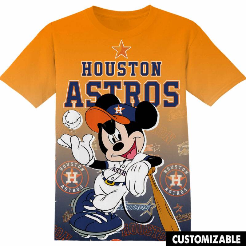 Customized MLB Houston Astros Disney Mickey Tshirt Adult And Kid Tshirt