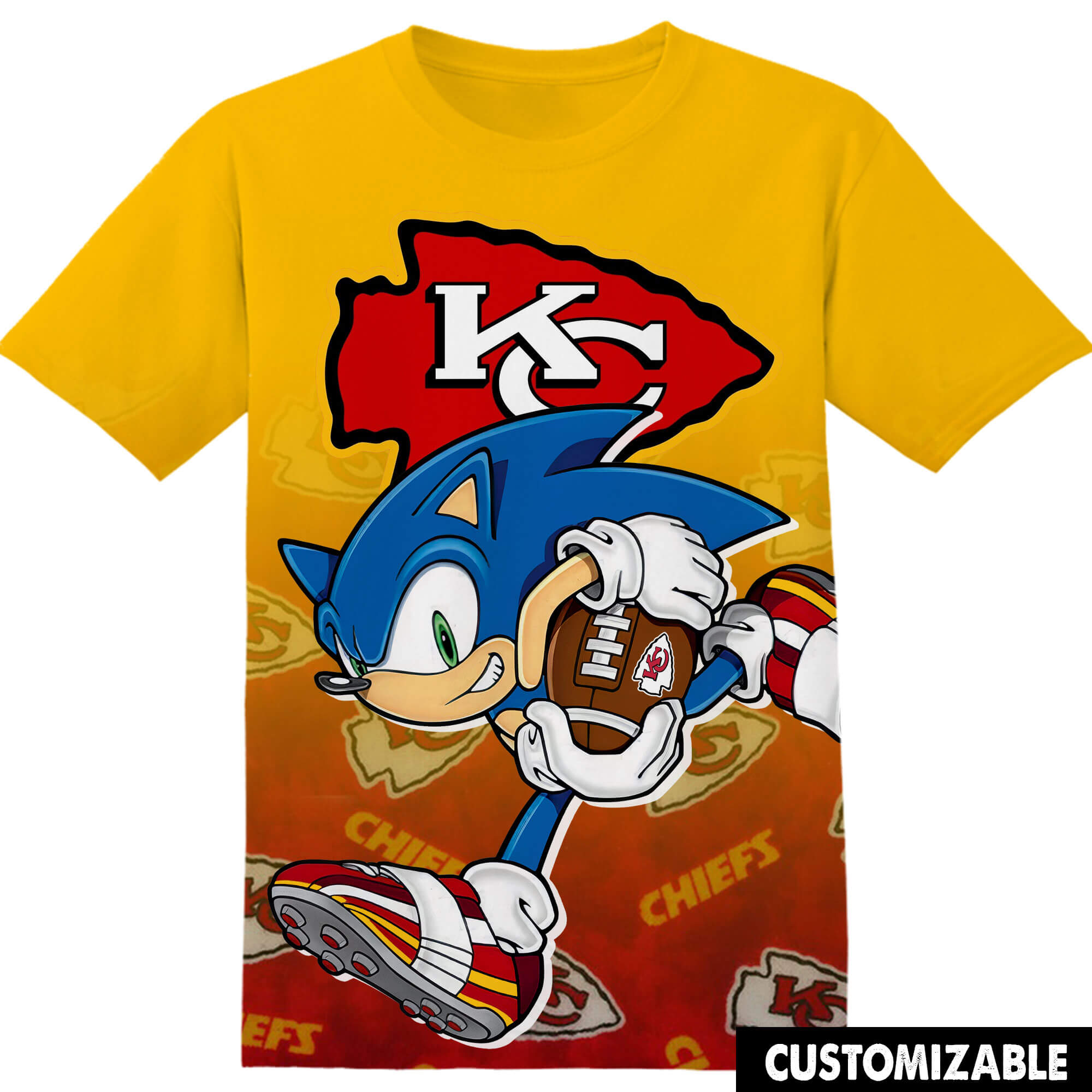 Customized NFL Kansas City Chiefs Sonic the Hedgehog Tshirt Adult And