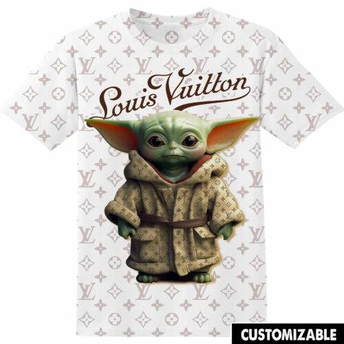 Customized Baby Yoda Star War Fan LV Luxury Adult And Kid Tshirt HG