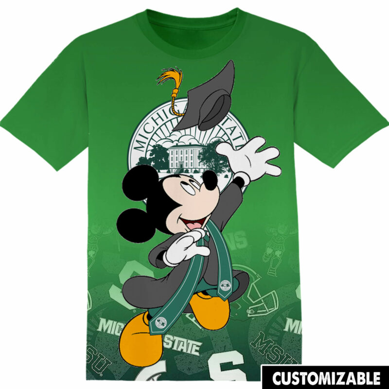Customized Michigan State University Disney Mickey Tshirt Adult And Kid Tshirt
