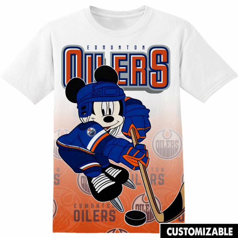 Customized NHL Edmonton Oilers Mickey Tshirt Adult And Kid Tshirt