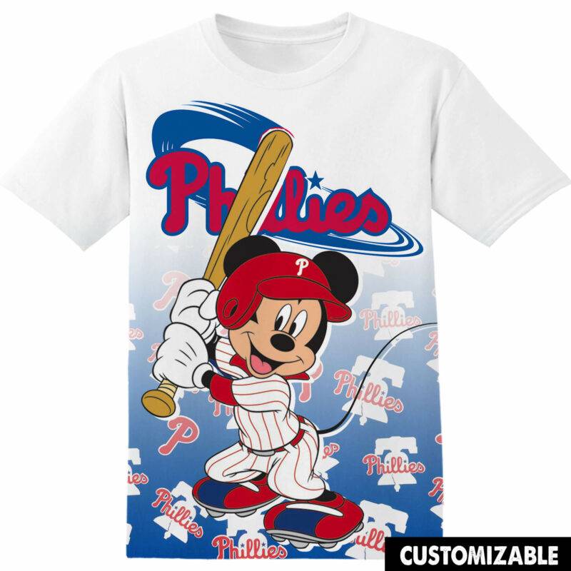 Customized MLB Philadelphia Phillies Disney Mickey Tshirt Adult And Kid Tshirt