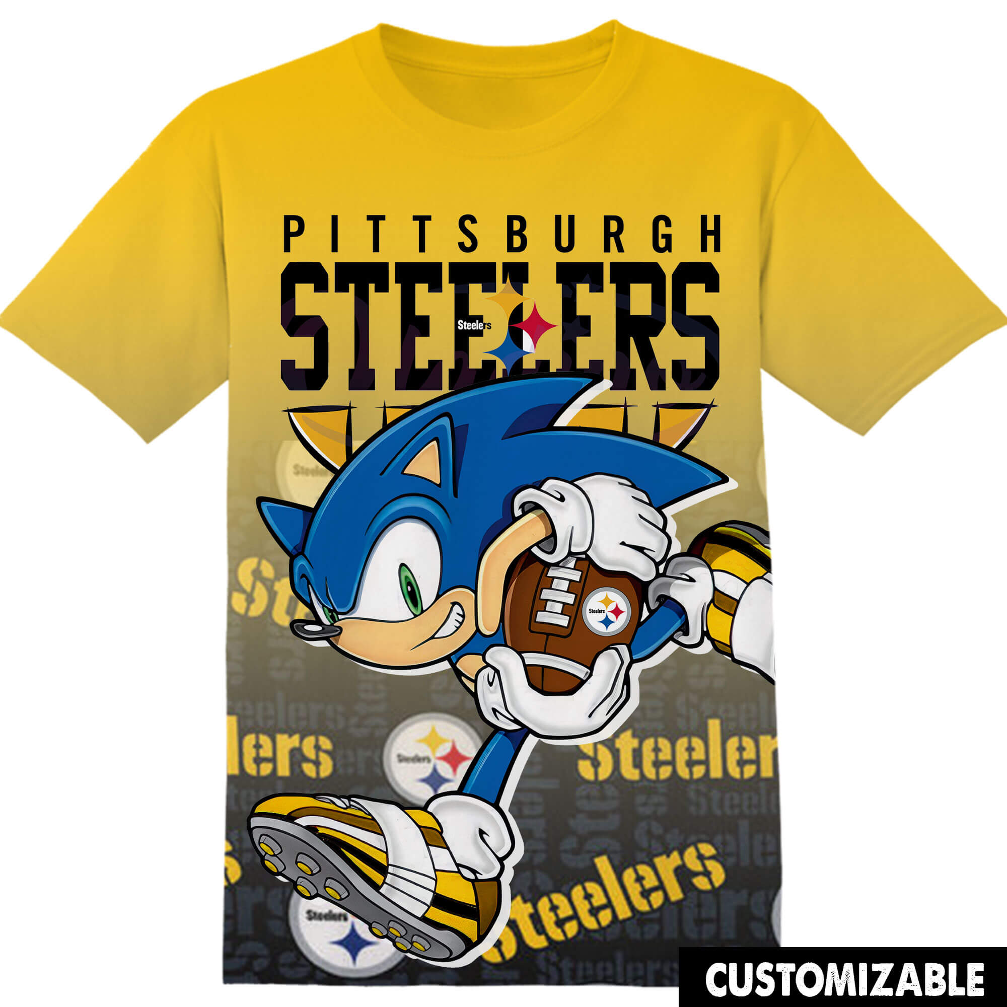 Customized NFL Pittsburgh Steelers Sonic the Hedgehog Tshirt Adult And ...