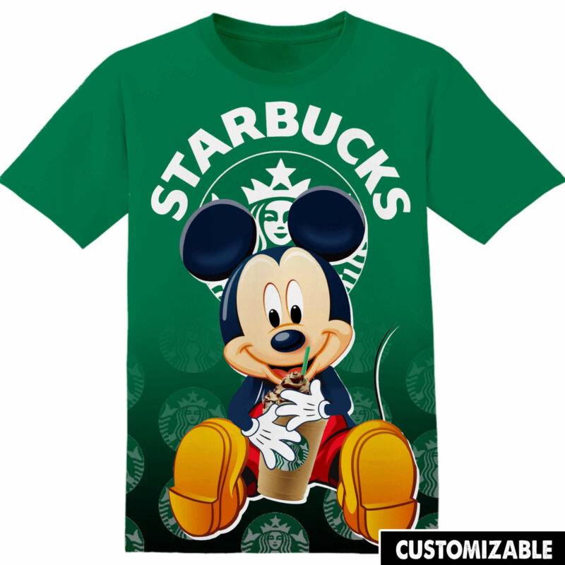 Customized Starbucks Mickey Tshirt Adult And Kid Tshirt