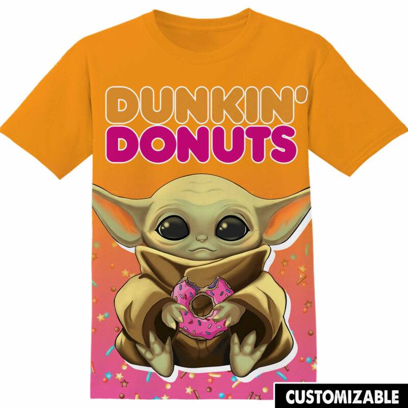 Customized Dunkin Donuts Star Wars Yoda Tshirt Adult And Kid Tshirt