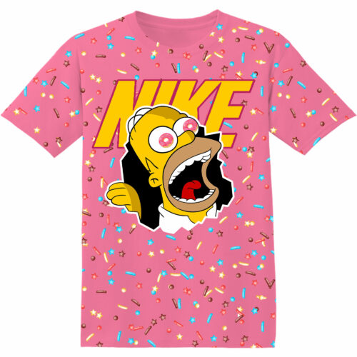 Customized The Simpsons Eat Donuts Pink Adult And Kid Tshirt