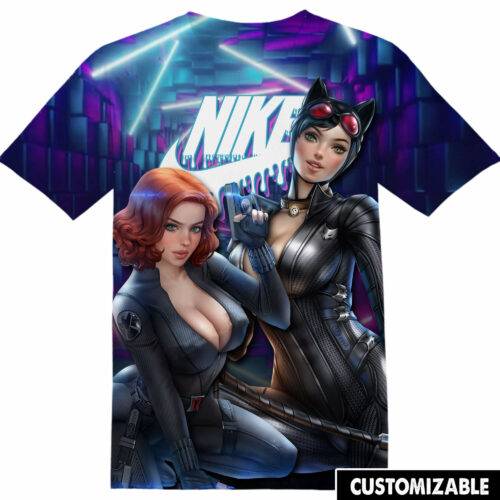 Customized Marvel Catwoman vs Black Widow Kawaii Tshirt Fan Adult And Kid Tshirt