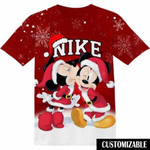 Customized Xmas Christmas Love Couple Minnie Mickey Tshirt Adult And Kid Tshirt