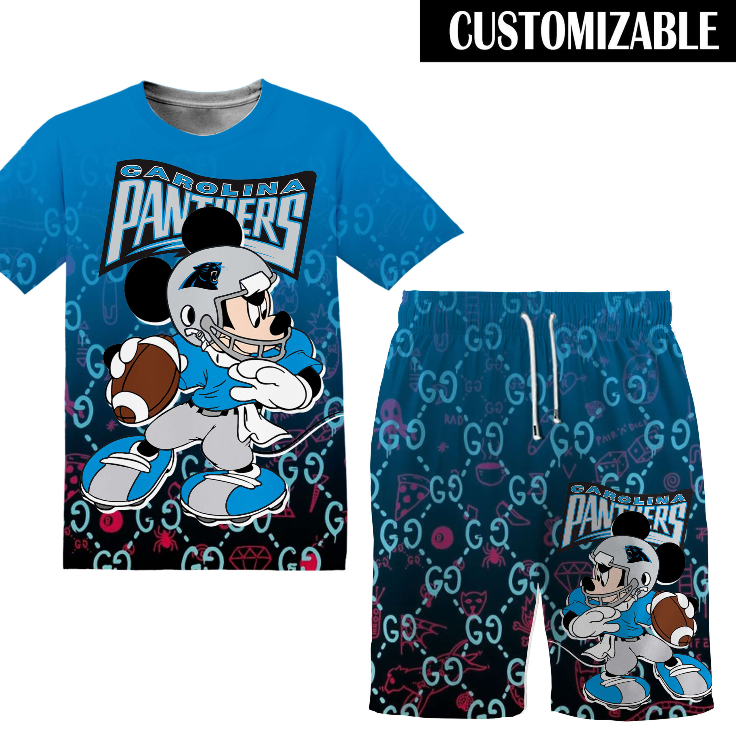 Custom Pattern Black GC1 NFL Carolina Panthers Mickey Tshirt Shorts Cap Combo scaled 1.jpg