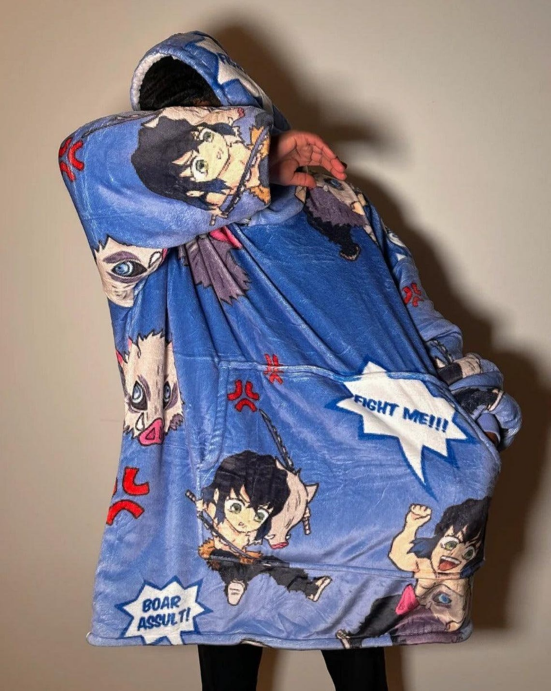 Inosuke Demon Slayer Snug Oversized Blanket Hoodie