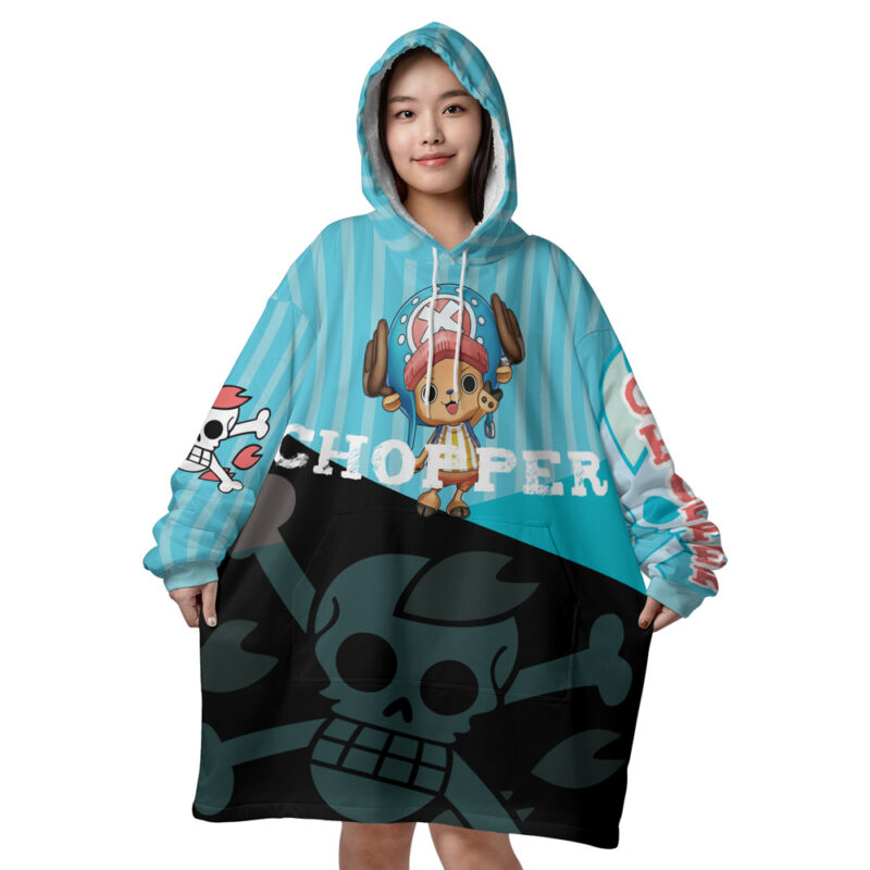 Tony Chopper Manga Panels One Piece Oodie Blanket FRONT Mockup 1.jpg