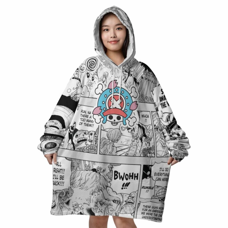 Tony Chopper Manga Panels One Piece Oodie Blanket FRONT Mockup.jpg