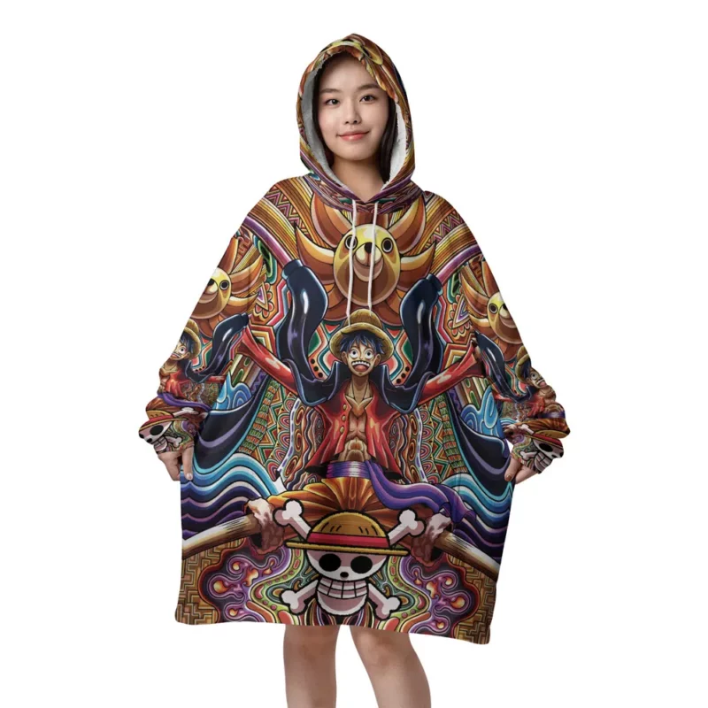 luffy front Mockup Blanket Hoodie.webp