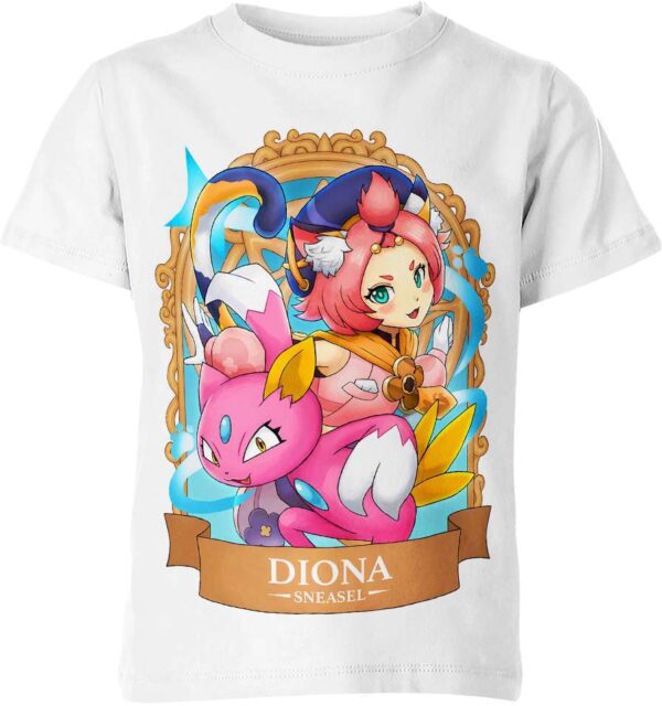 Diona x Sneasel from Genshin Impact and Pokemon T-shirt