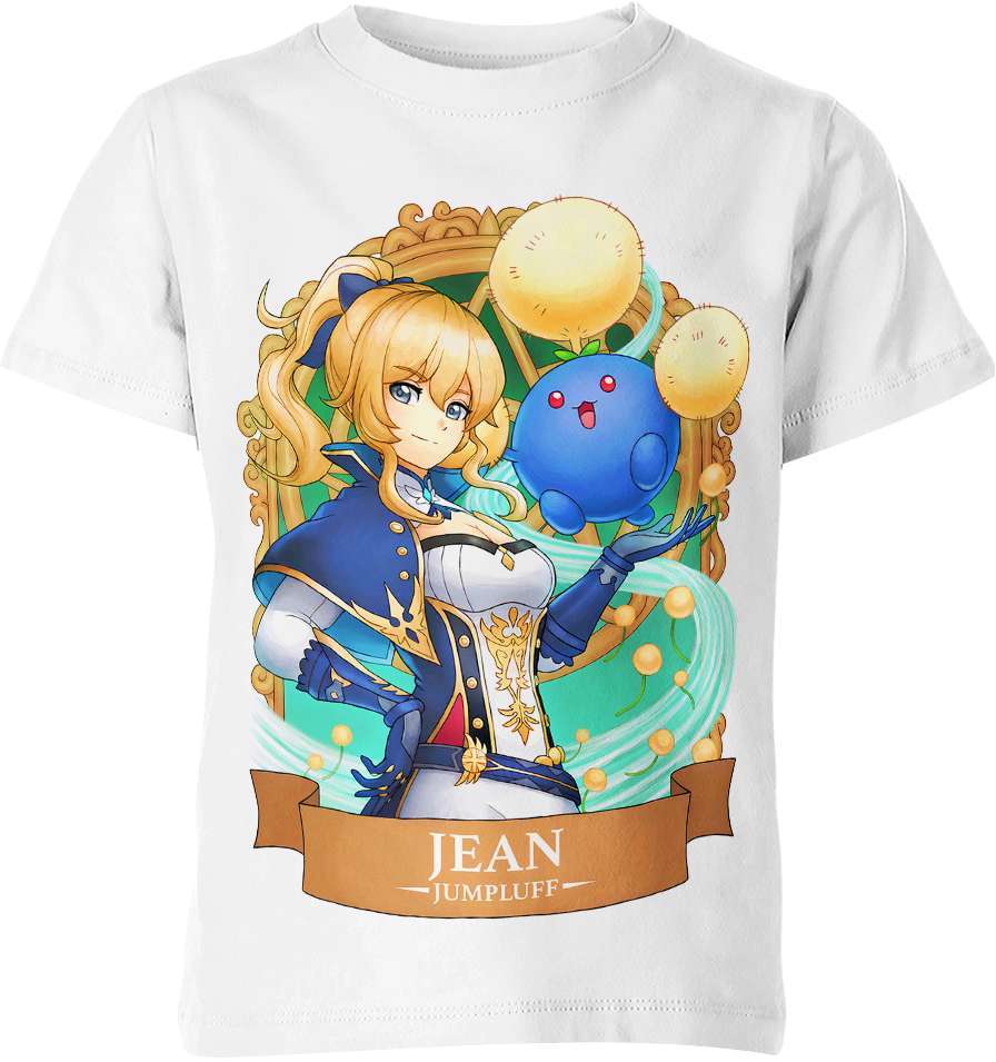 Jean from Genshin Impact and Pokemon T-shirt