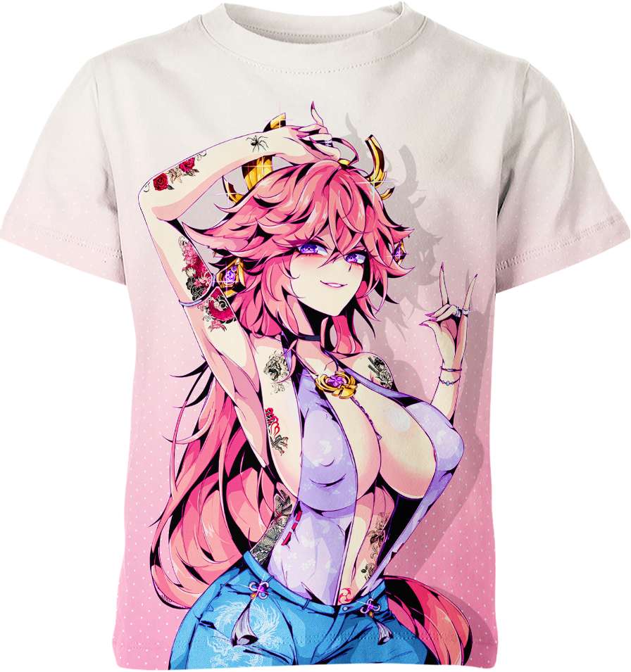 Yae Miko Ahegao Hentai From Genshin Impact T-shirt