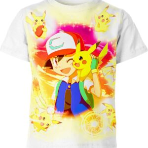 Ash Ketchum And Pikachu From Pokemon T-shirt