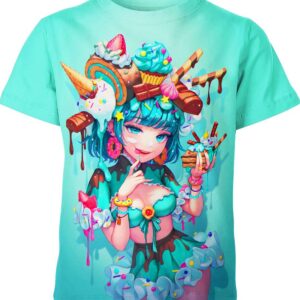 Sweet Mint Anime Girl T-shirt