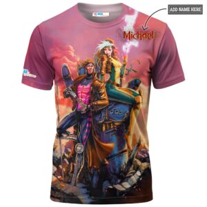 Gambit and Rogue all over print T-shirt
