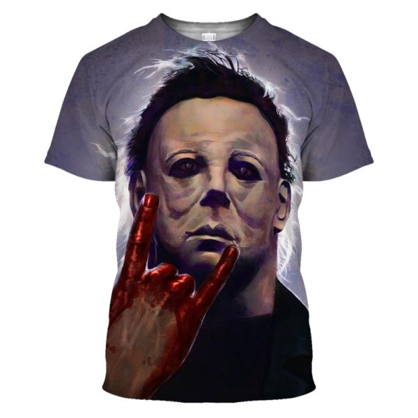 Michael Myers with Rock Love Hand from Horror Halloween T-shirt