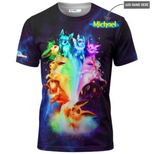 Rainbow Eevee all over print T-shirt