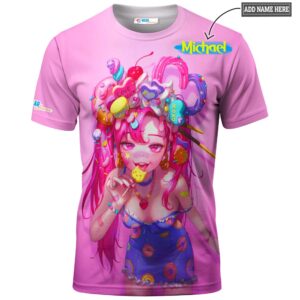 Sweet Pink Anime Girl T-shirt