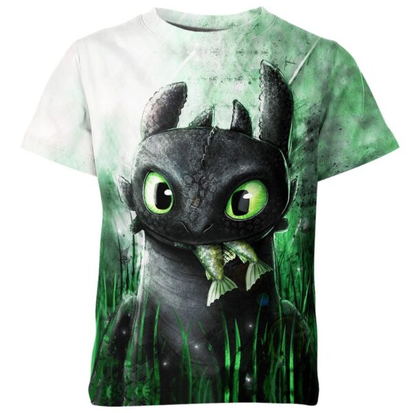 Black Cute Dragon Toothless all over print T-shirt
