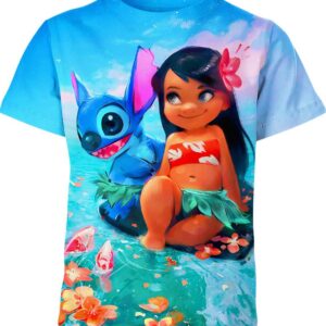 Cute Lilo & Stitch all over print T-shirt