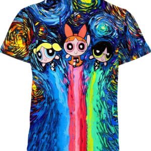 Van Gogh Powerpuff Girls all over print T-shirt
