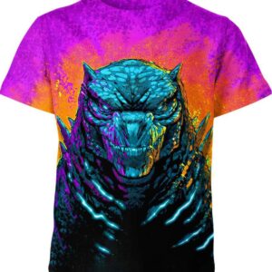 Colourful Godzilla all over print T-shirt