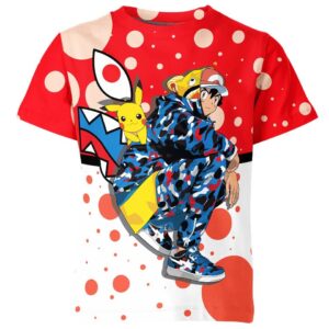 Ash Ketchum And Pikachu From Pokemon X Bape T-shirt