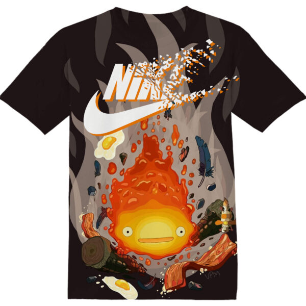 Customized Ghibli Howls Moving Castle Calcifer Tshirt Adult And Kid Tshirt