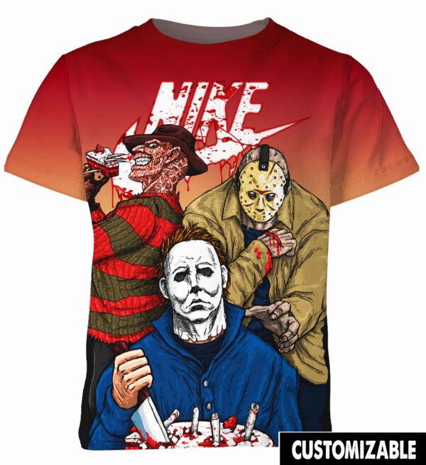 Customized Halloween Top Killers T-shirt Horror Movie Jason Voorhees Michael Myers Freddy T-shirt Adult And Kid Tshirt Hoodie VA