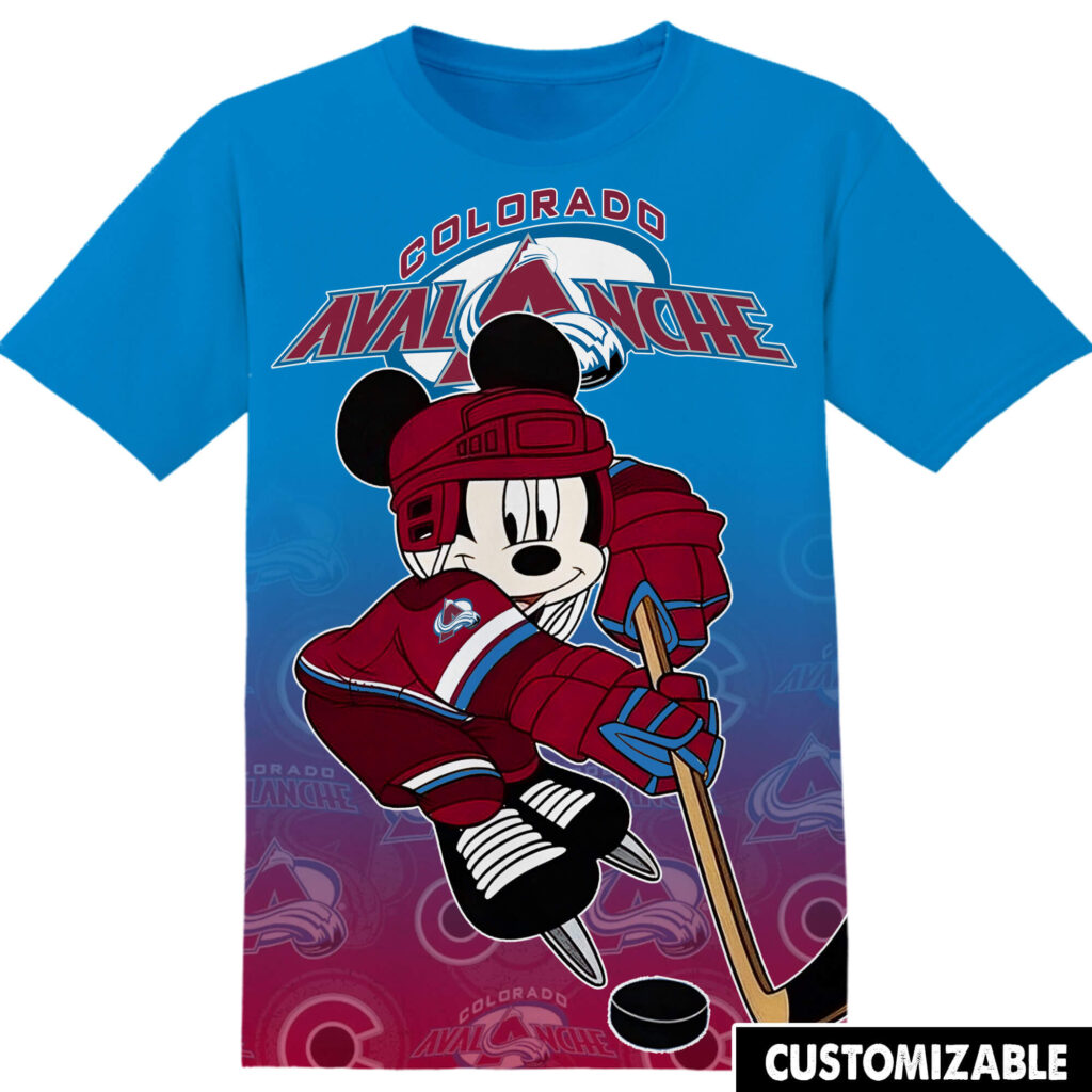 Customized NHL Colorado Avalanche Mickey Tshirt Adult And Kid Tshirt