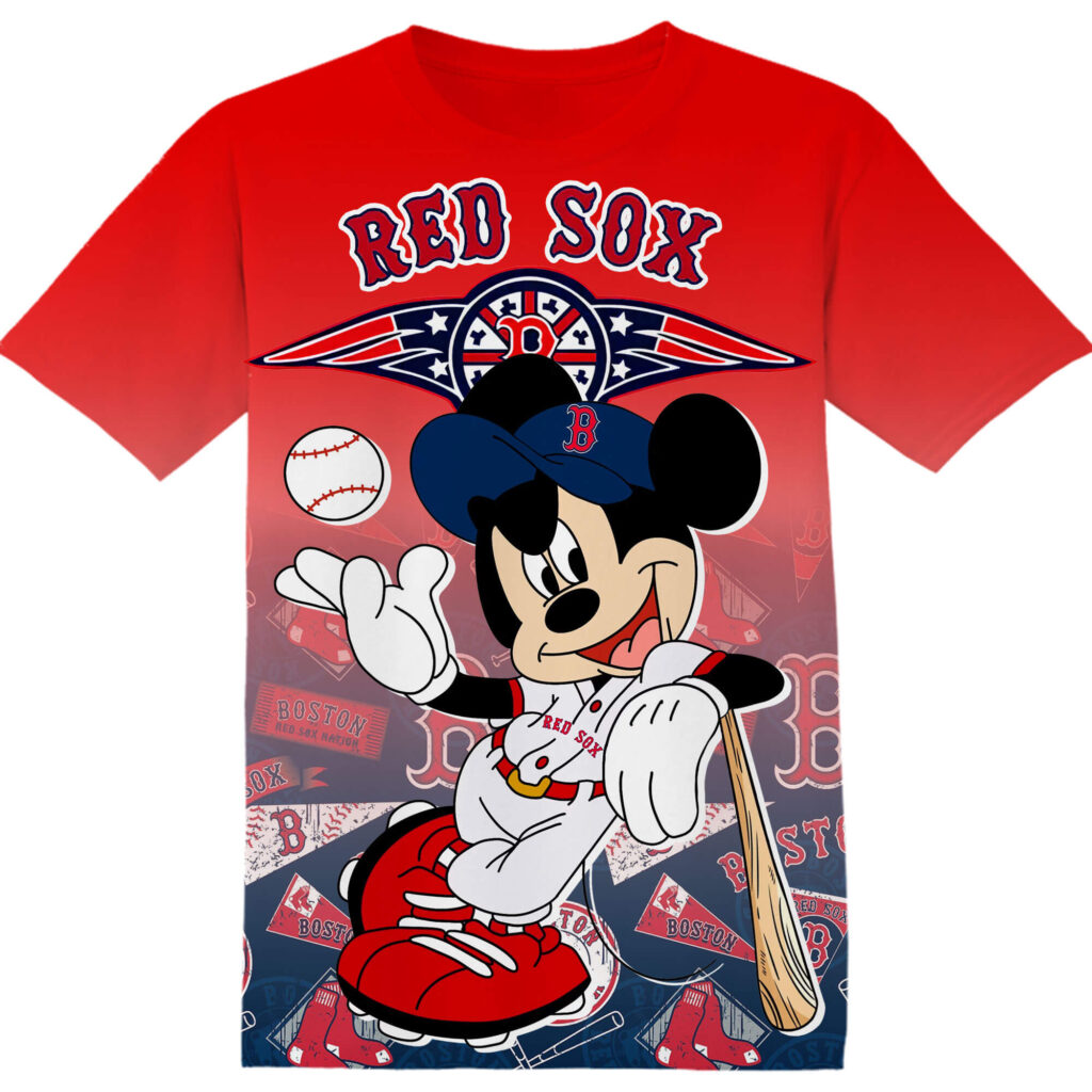 Customized MLB Boston Red Sox Disney Mickey Tshirt Adult And Kid Tshirt