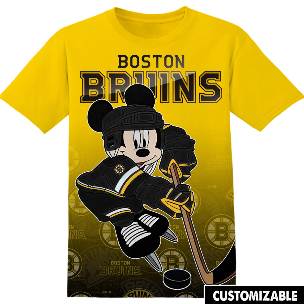Customized NHL Boston Bruins Mickey Tshirt Adult And Kid Tshirt