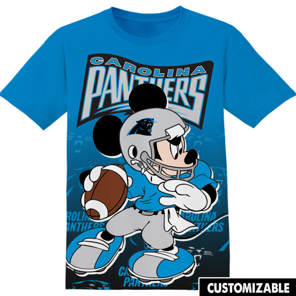 Customized NFL Carolina Panthers Mickey Tshirt Adult And Kid Tshirt